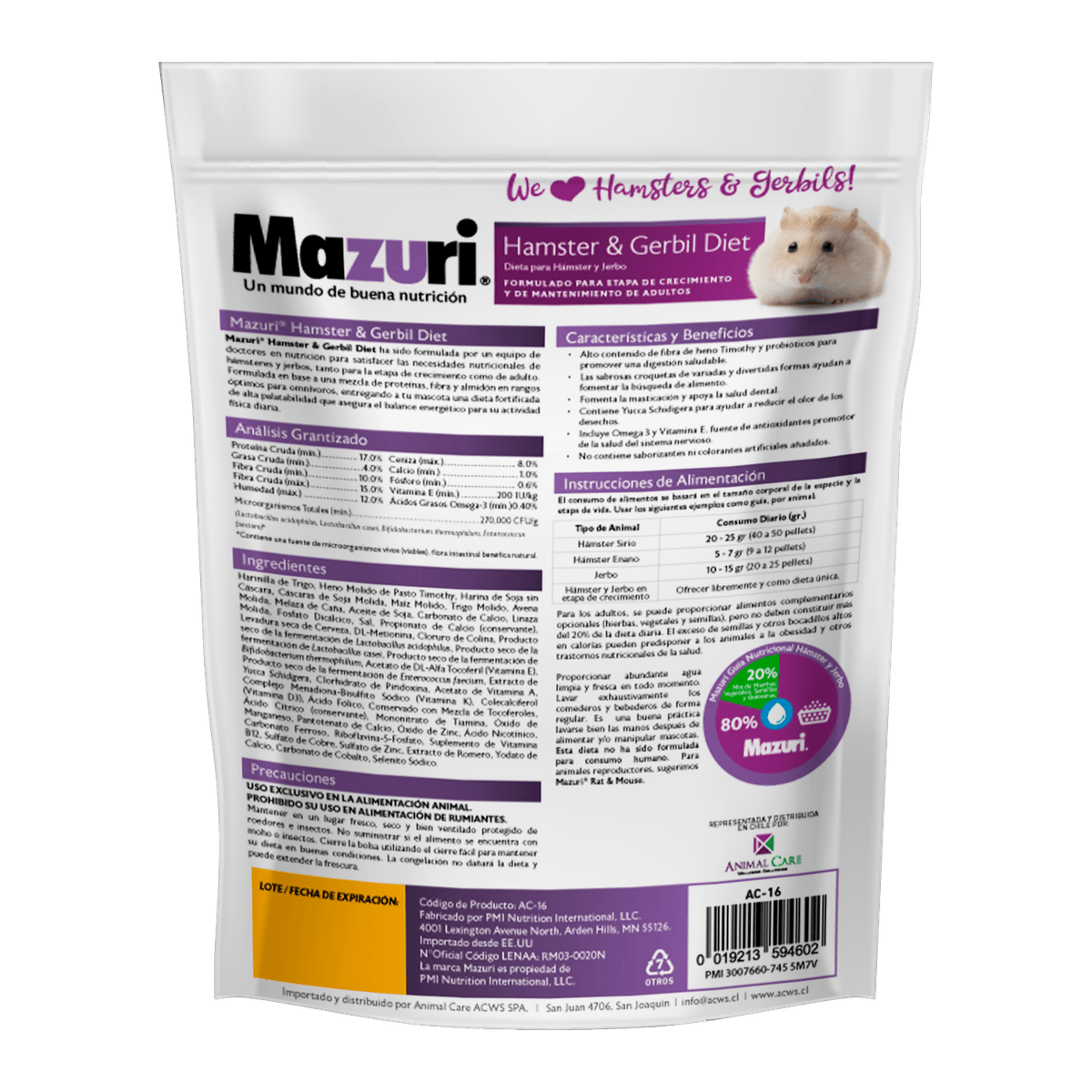 Mazuri Hámster y Jerbo 350 Gr - Imagen 3