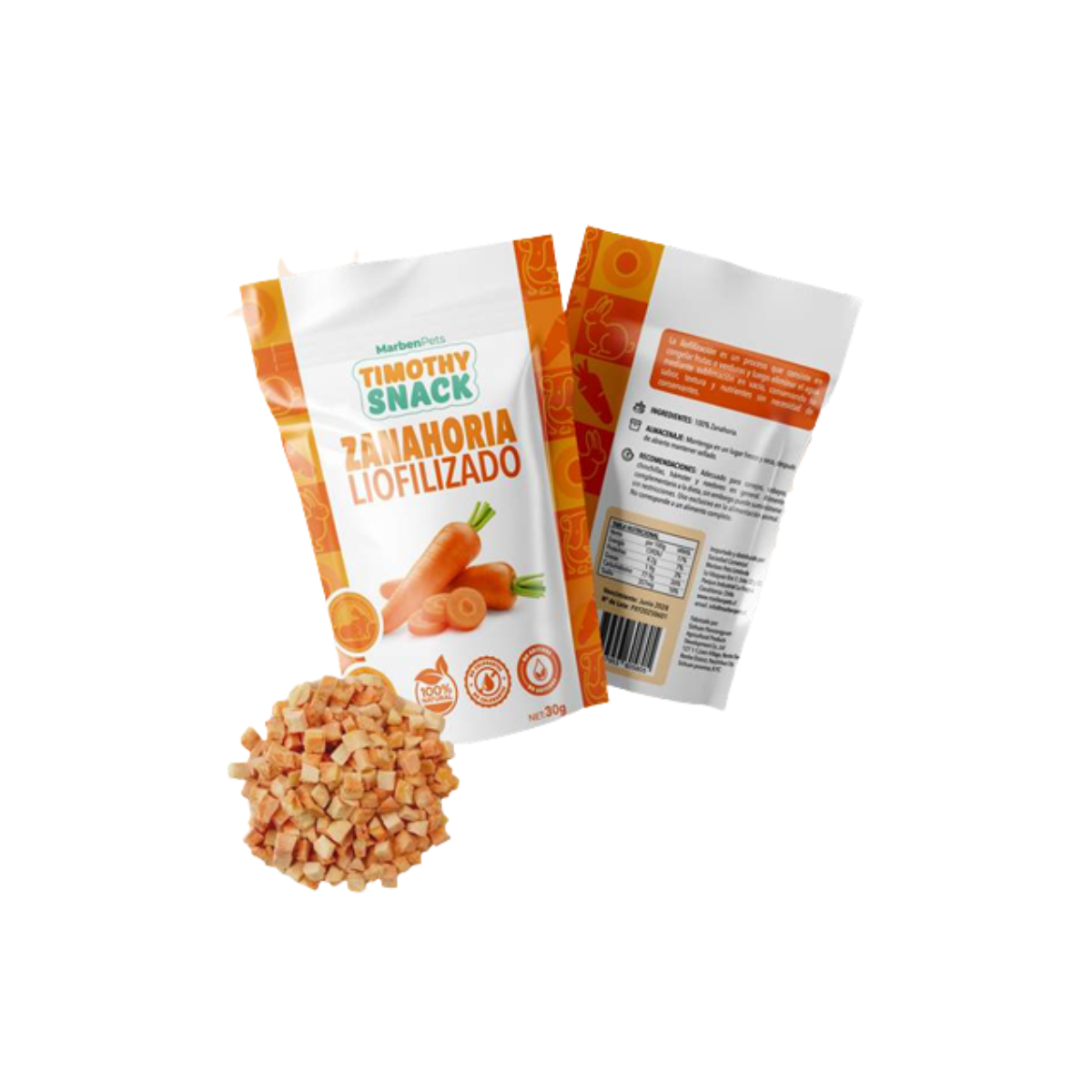Zanahoria Liofilizada Timothy Snacks 30 g